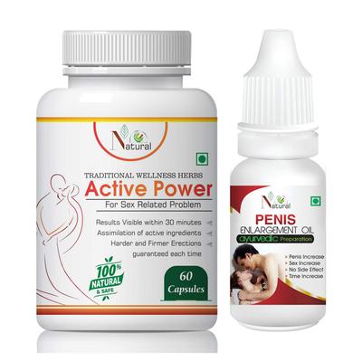 Natural Active Power Capsule 60's + Penis Enlargement Oil 15 ml - Sexual Healthcare