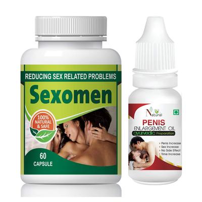 Natural Sexomen Capsule 60's + Penis Enlargement Oil 15 ml - Sexual Healthcare