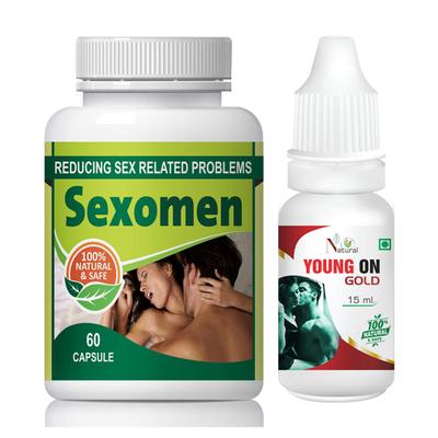 Natural Sexomen Capsule 60's + Young on Gold Oil 15 ml - Sexual Healthcare