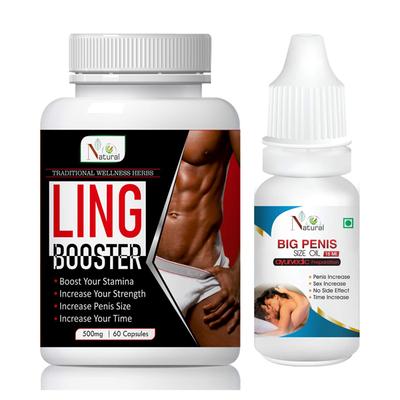 Natural Ling Booster Capsule 60's + Big Penis Size Oil 15 ml - Sexual Healthcare