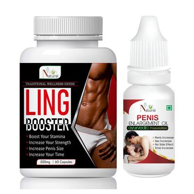 Natural Ling Booster Capsule 60's + Penis Enlargement Oil 15 ml - Sexual Healthcare