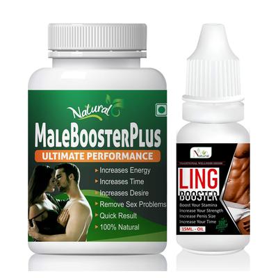Natural MaleBoosterPlus Capsule 60's + Ling Booster Oil 15 ml - Sexual Healthcare