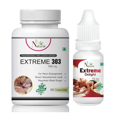 Natural Extreme 303 Capsule 60's + Extreme Delight Oil 15 ml - Sexual Healthcare
