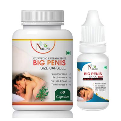 Natural Big Penis Size Capsule 60's + Big Penis Size Oil 15 ml - Sexual Healthcare