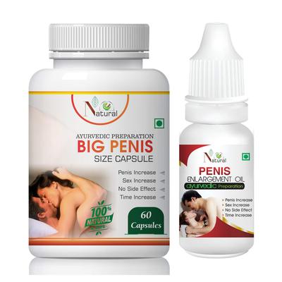 Natural Big Penis Size Capsule 60's + Penis Enlargement Oil 15 ml - Sexual Healthcare