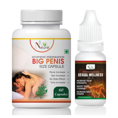Natural Big Penis Size Capsule 60's + Sexual Wellness Oil 15 ml - Sexual Healthcare