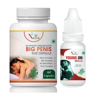 Natural Big Penis Size Capsule 60's + Young On Gold Oil 15 ml - Sexual Healthcare