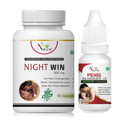 Natural Night Win Capsule 60's + Penis Enlargement Oil 15 ml - Sexual Healthcare