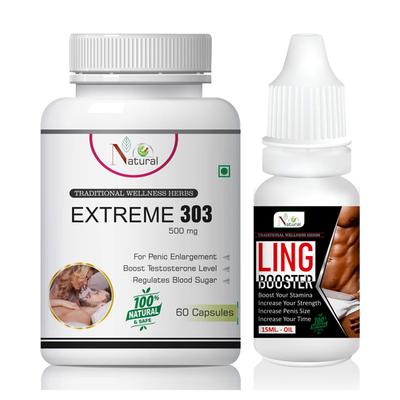 Natural Extreme 303 Capsule 60's + Ling Booster Oil 15 ml - Sexual Healthcare
