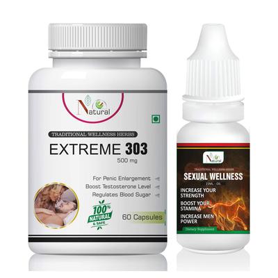 Natural Extreme 303 Capsule 60's + Sexual Wellness Oil 15 ml - Sexual Healthcare
