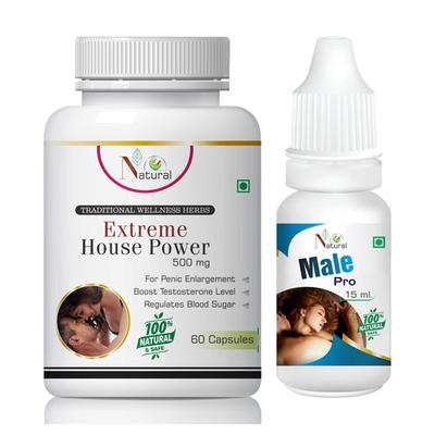 Natural Extreme House Power Capsule 60's + Male Pro Oil 15 ml - Sexual Healthcare