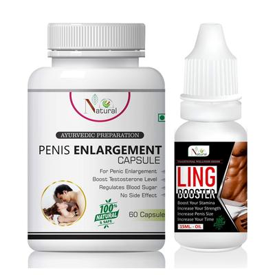Natural Penis Enlargement Capsule 60's + Ling Booster Oil 15 ml - Sexual Healthcare