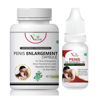 Natural Penis Enlargement Capsule 60's + Penis Enlargement Oil 15 ml - Sexual Healthcare