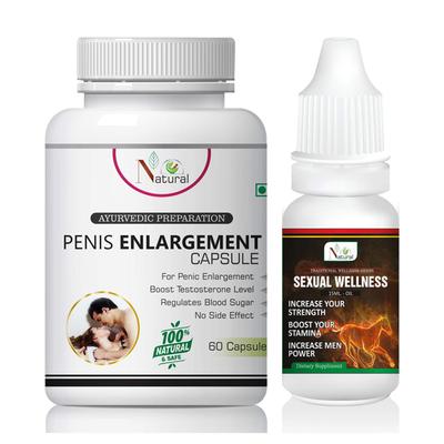 Natural Penis Enlargement Capsule 60's + Sexual Wellness Oil 15 ml - Sexual Healthcare