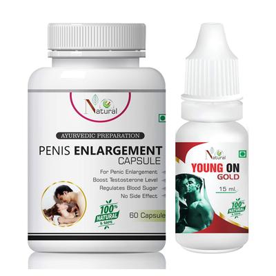 Natural Penis Enlargement Capsule 60's + Young On Gold 15 ml - Sexual Healthcare