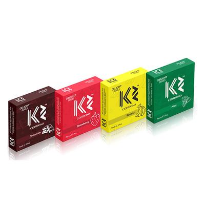 K2 Condoms (Chocolate, Strawberry, Banana, Mint - Pack of 4 x 3's Each) - Plain/Flavoured Condoms