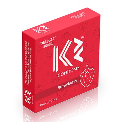 K2 Condoms - Strawberry 3's - Plain/Flavoured Condoms