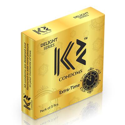 K2 Condoms - Extra Time 3's - Plain/Flavoured Condoms