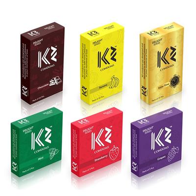 K2 Condoms Combo (Chocolate, Banana, Extra Time without Flavor - Pack of 3 x 10's Each) + (Mint, Strawberry, Grapes - Pack of 3 x 3's Each) - Plain/Flavoured Condoms