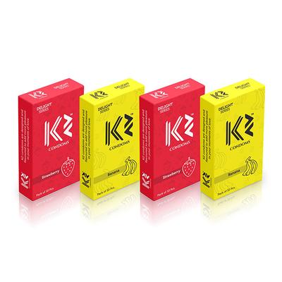 K2 Condoms Combo (Strawberry, Banana - Pack of 4 x 10's Each) - Plain/Flavoured Condoms