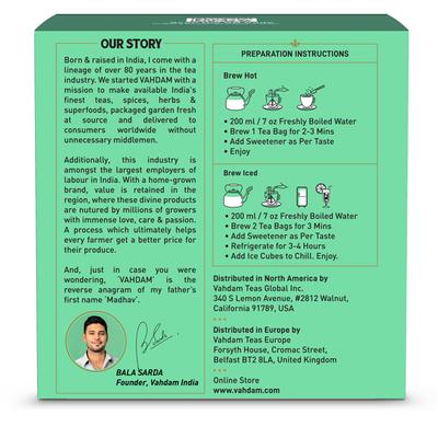 Vahdam Mint Melody Green Tea Bags 15's - Teas