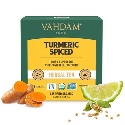 Vahdam Turmeric Spiced Herbal Tea Infusion Bags 15's - Teas
