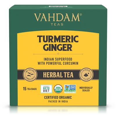 Vahdam Turmeric Ginger Herbal Tea Infusion Bags 15's - Teas