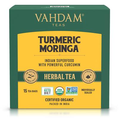 Vahdam Turmeric Moringa Herbal Tea Infusion Bags 15's - Teas