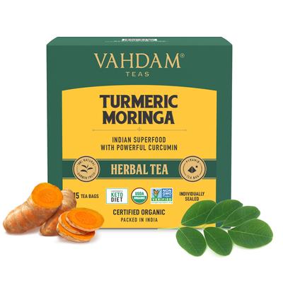 Vahdam Turmeric Moringa Herbal Tea Infusion Bags 15's - Teas