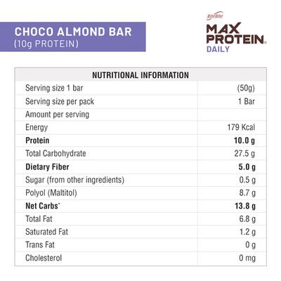 RiteBite Max Protein Daily Choco Almond Bar (Pack of 12 x 50 gm) - Nutritional Bars