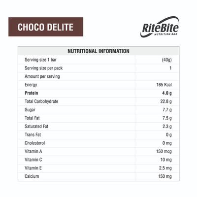 RiteBite Choco Delite Bar (Pack of 6) - Nutritional Bars