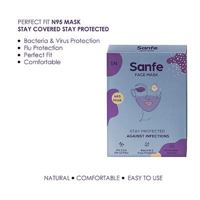 Sanfe Breathe Safe Combo Pack (Sanfe N95 Face Mask + Sanfe Space Organics Hand Sanitizer 500 ml) - Face Mask