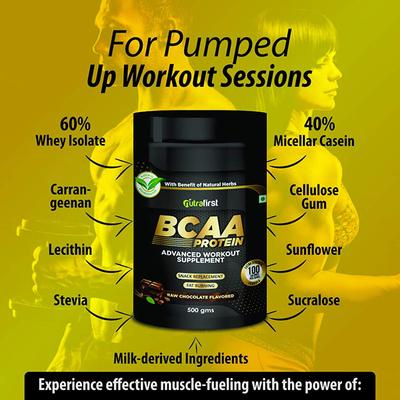 Nutrafirst Bcaa Proteins Powder - Chocolate Flavour 500 gm - Bcaa Supplements