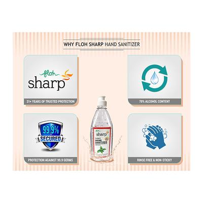 Floh Sharp Hand Sanitizer with 70% Alcohol - Spearmint Essential Oil 500 ml - Hand Sanitizer