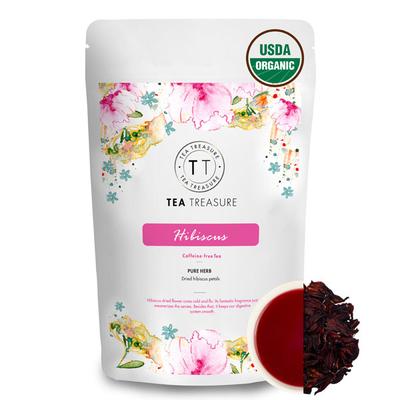 Tea Treasure Caffeine Free Tea Leaves - Hibiscus 100 gm (Pouch) - Teas