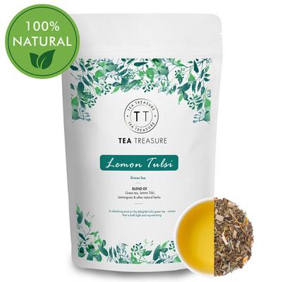 Tea Treasure Green Tea Leaves - Lemon Tulsi 50 gm (Pouch) - Teas