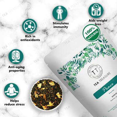 Tea Treasure Green Tea Leaves - Peace 50 gm (Pouch) - Teas