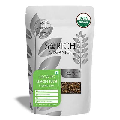 Sorich Organics Green Tea Leaves - Lemon Tulsi 100 gm - Teas