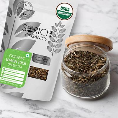 Sorich Organics Green Tea Leaves - Lemon Tulsi 100 gm - Teas