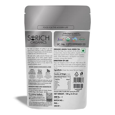 Sorich Organics Green Tea Leaves - Lemon Tulsi 100 gm - Teas