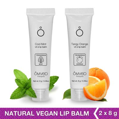 Omved Lip Balm Combo Pack (Cool Mint 8 gm + Tangy Orange 8 gm) - Lip Balms