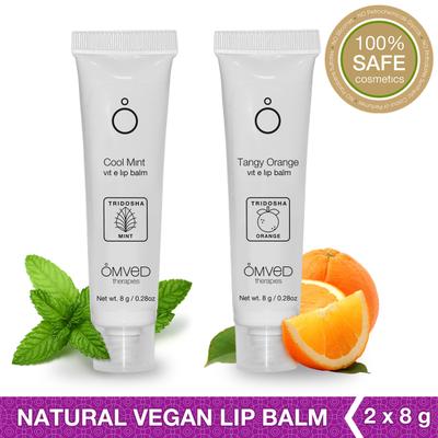 Omved Lip Balm Combo Pack (Cool Mint 8 gm + Tangy Orange 8 gm) - Lip Balms