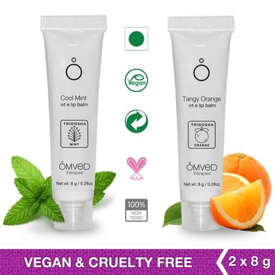 Omved Lip Balm Combo Pack (Cool Mint 8 gm + Tangy Orange 8 gm) - Lip Balms