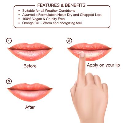 Omved Tangy Orange Vit E Lip Balm - Orange Flavour 8 gm - Lip Balms
