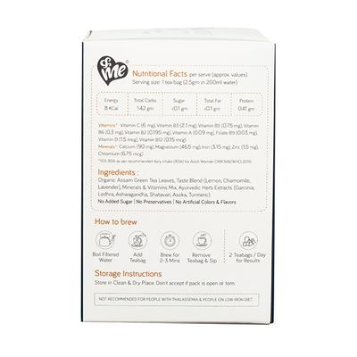 &Me PCOS Green Tea with Ayurvedic Herbs & Micronutrients - Lavender Chamomile 14's - Teas