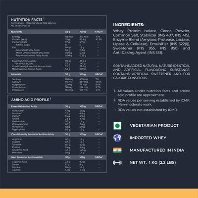 Nutrabay Gold Isolate Whey Protein Powder - Cafe Mocha Flavour 1 kg - Whey Proteins