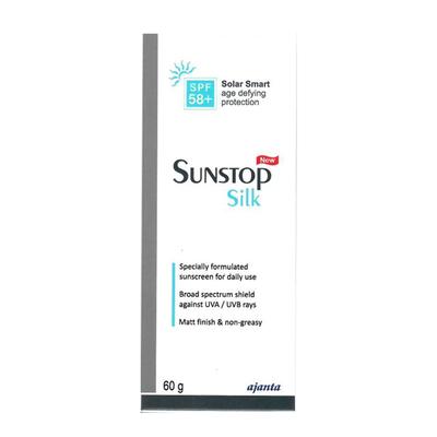 SUNSTOP SILK NEW SPF 58+ MATT FINISH & NON GREASY Cream 60gm - Sunscreen Preparations-Emo