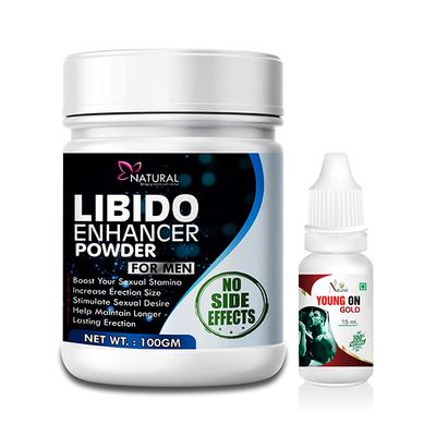 Natural Libido Enhancer Powder (For Men) 100 gm + Young On Gold Oil 15 ml - Sexual Healthcare