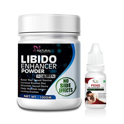 Natural Libido Enhancer Powder(For Men) 100 gm + Penis Enlargement Oil 15 ml - Sexual Healthcare