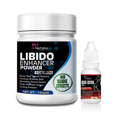 Natural Libido Enhancer Powder (For Men) 100 gm + Big Disk Oil 15 ml - Sexual Healthcare
